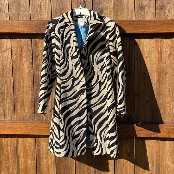 Vintage Sharon Young. heavy Zebra print & turquoise. 35" long . FITS LIKE SIZE 6 - Picture 6 of 11